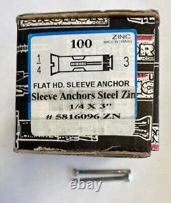 1/4 X 3 Slotted Flat Head Sleeve Anchors Steel Zinc Plated 4 Boxes X 100