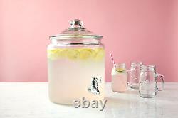 2 Gallon Heritage Hill Beverage Dispenser with Lid 2 Piece, All Glass, Dishwash