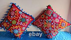 2 Peruvian multicolored cushions woven in sheep's wool hand embroidered Ayacucho