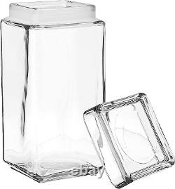 2 Quart Stackable Glass Jar with Lid (8 Piece, All Glass)
