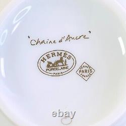 2 Sets x Hermes Tea Cup Saucer with Top Cover Lid CHAINE D'ANCRE PLATINUM withBox