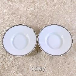 2 Sets x Hermes Tea Cup Saucer with Top Cover Lid CHAINE D'ANCRE PLATINUM withBox