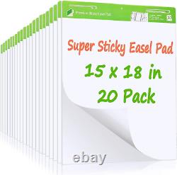 20 Pads Premium Sticky Easel Pad, 15 in X 18 In, White, 30 Sheets/Pad, Anchor Ch