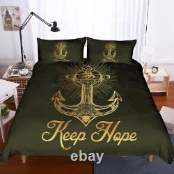 3D Anchor Eye Letter Golden Black Quilt Cover Set Bedding Sets Pillowcases 64