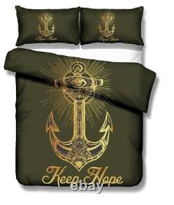 3D Anchor Eye Letter Golden Black Quilt Cover Set Bedding Sets Pillowcases 64