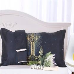 3D Anchor Eye Letter Golden Black Quilt Cover Set Bedding Sets Pillowcases 64