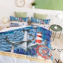 3D Anchor Ocean Pattern Cartoon Quilt Covers Duvet Covers Set Bedding