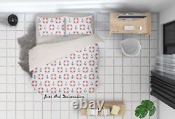 3D Anchor Pattern White Quilt Cover Set Duvet Cover Bedding Pillowcases