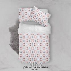 3D Anchor Pattern White Quilt Cover Set Duvet Cover Bedding Pillowcases