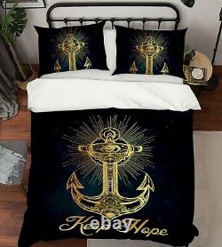3D Golden Anchor ZHUA2078 Bed Pillowcases Quilt Duvet Cover Set Queen King Zoe