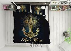 3D Golden Anchor ZHUA2078 Bed Pillowcases Quilt Duvet Cover Set Queen King Zoe