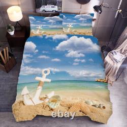 3d Blue Sky Beach Anchor Bedding Quilt Cover Quilt Core Pillowcase Protector