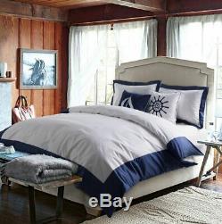 4pc. 6pc Egyptian Cotton Embroidered Nautical Anchor Queen King Duvet Cover Set