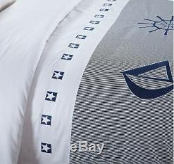 4pc. 6pc Egyptian Cotton Nautical Anchor Embroidery Queen King Duvet Cover Set