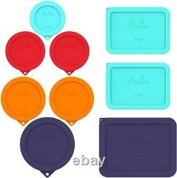 9-Pack Silicone Replacement Storage Lids for Anchor Hocking & Pyrex Glass Bowls