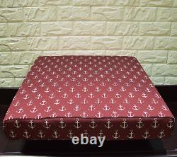 AL264t Pale Beige on Dark Red Anchor Cotton Canvas 3D Box Seat Cushion Cover Siz
