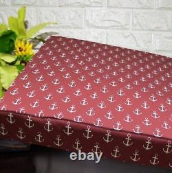 AL264t Pale Beige on Dark Red Anchor Cotton Canvas 3D Box Seat Cushion Cover Siz