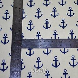 AL266a Dp. Blue Beige Anchor Cotton Canvas Cushion Cover/Pillow Case Custom Size