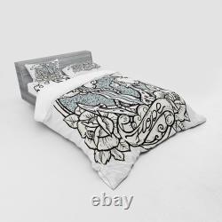 Ambesonne Antique Vintage Bedding Set Duvet Cover Sham Fitted Sheet in 3 Sizes