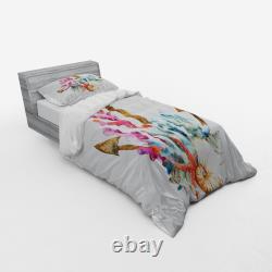 Ambesonne Colorful Bedding Set Duvet Cover Sham Fitted Sheet in 3 Sizes