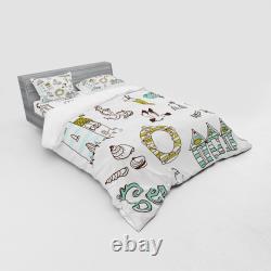 Ambesonne Kids Bedding Set Duvet Cover Sham Fitted Sheet in 3 Sizes