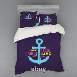 Ambesonne Live Laugh Love Bedding Set Duvet Cover Sham Fitted Sheet in 3 Sizes
