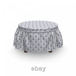 Ambesonne Nautical Ottoman Cover 2 Piece Slipcover Set and Ruffle Skirt