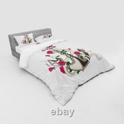 Ambesonne Rose Bedding Set Duvet Cover Sham Fitted Sheet in 3 Sizes