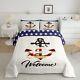 American Flag Anchor Bedding Set King Size, Nautical Adventure Comforter For K