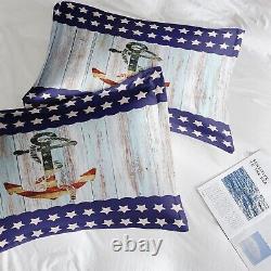 American Flag Wood Anchor Comforter Set for Kids Toddlers Teens Adults King