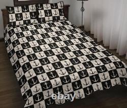 Anchor Black And White Patter Quilt Bed Set