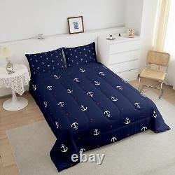 Anchor Comforter Set Full, Nautical Themed Bedding Set 3pcs for Kids Teens Boy