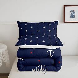 Anchor Comforter Set Full, Nautical Themed Bedding Set 3pcs for Kids Teens Boy