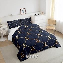 Anchor Decor Bedding Set Ocean Comforter Set for Kids Boys Girls Teens Room N