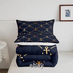 Anchor Decor Bedding Set Ocean Comforter Set for Kids Boys Girls Teens Room N