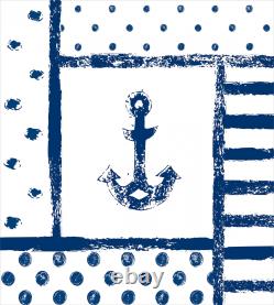 Anchor Duvet Cover Set Grunge Boat Navy Theme