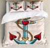 Anchor Duvet Cover Set Nautical Rope And Hearts