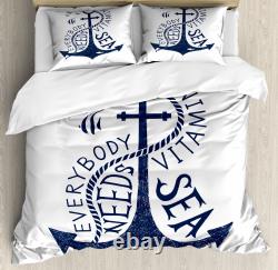 Anchor Duvet Cover Set Sea Words Monochrome