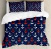 Anchor Duvet Cover Set With Pillow Shams Abstract Sea Grunge Worn Print