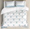 Anchor Duvet Cover Set With Pillow Shams Abstract Stripes Chain Print