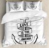 Anchor Duvet Cover Set With Pillow Shams Hand Drawn Quote Heart Print