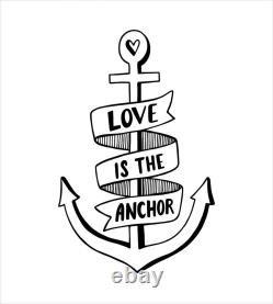 Anchor Duvet Cover Set with Pillow Shams Hand Drawn Quote Heart Print