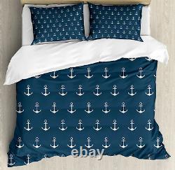 Anchor Duvet Cover Set with Pillow Shams Nautical Simple Classic Print