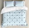 Anchor Duvet Cover Set With Pillow Shams Red Hearts Nautical Print