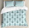 Anchor Duvet Cover Set With Pillow Shams Zigzags Maritime Dots Print