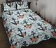 Anchor Flower Blue Stripe Pattern Quilt Bed Set