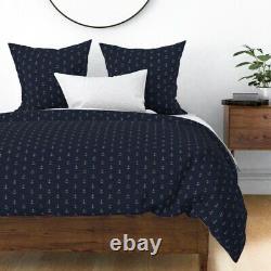 Anchor Gold Navy Nautical Sea Marine Water Sateen Duvet Cover by Spoonflower