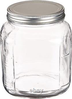 Anchor Hocking 2-Quart Cracker Jar with Brushed Aluminum Lid, Set of 4