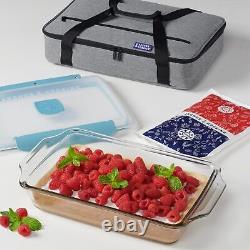 Anchor Hocking 3 Quart Glass Baking Dish with Lid, Insulated Carrier & Hot/Cold