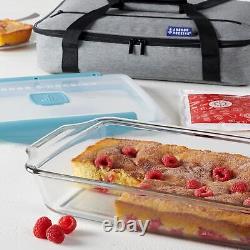 Anchor Hocking 3 Quart Glass Baking Dish with Lid, Insulated Carrier & Hot/Cold